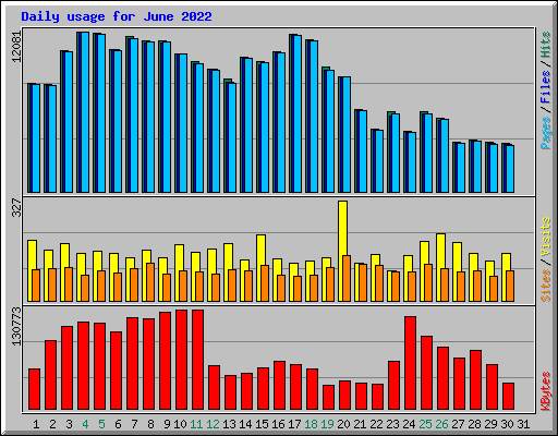 Daily usage for June 2022